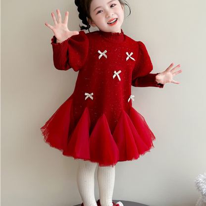 Toddler Kid Girl Bow Mesh Flying Sleeves Dress - Dress & Sweater - 6-7T - image 4