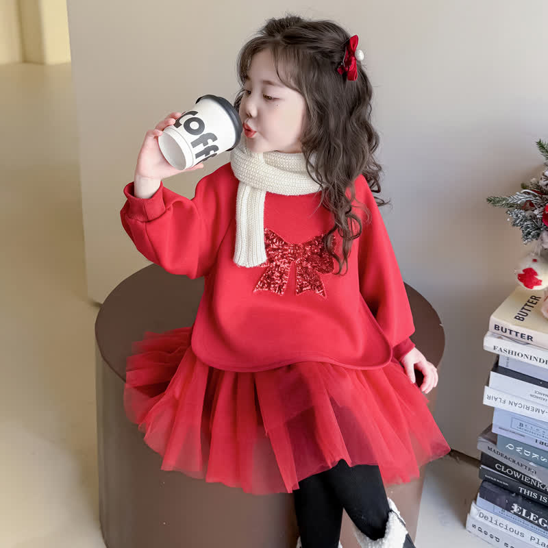 Toddler Girl Sequins Bow Mesh Dress - image 3