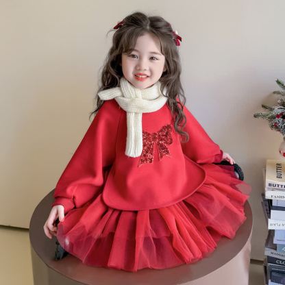 Toddler Girl Sequins Bow Mesh Dress - image 2