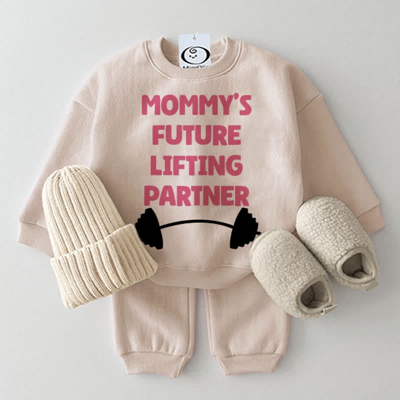 MOMMY'S FUTURE LIFTING PARTNER Baby 2-piece Beige Set - Beige - 2-3T - image 1