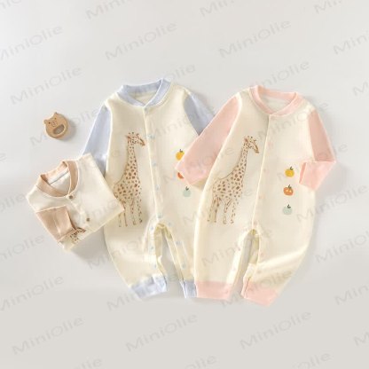 Baby Giraffe Cartoon Print Romper - image 1