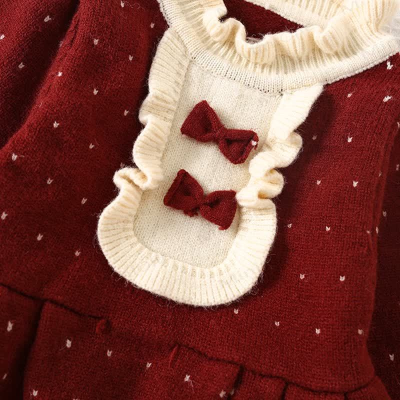 Toddler Girl Bow Knit Dot Dress - image 4