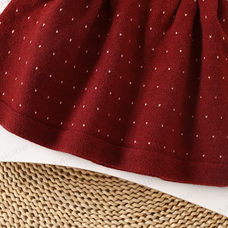Toddler Girl Bow Knit Dot Dress - image 5