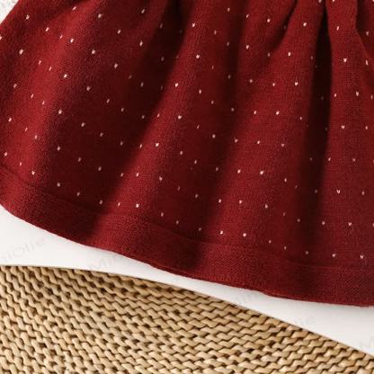 Toddler Girl Bow Knit Dot Dress - image 5