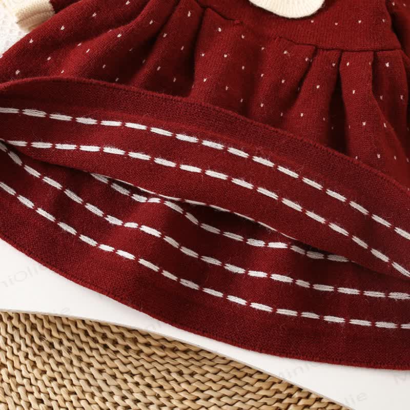 Toddler Girl Bow Knit Dot Dress - image 6