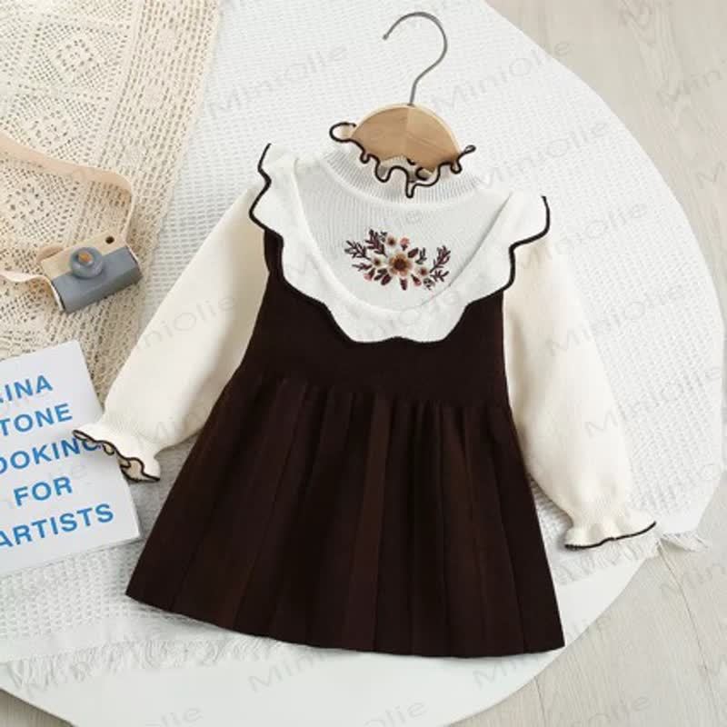 Toddler Girl Knit Flower Dress - Black - 8Y - image 3