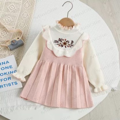 Toddler Girl Knit Flower Dress - Pink - 8Y - image 2