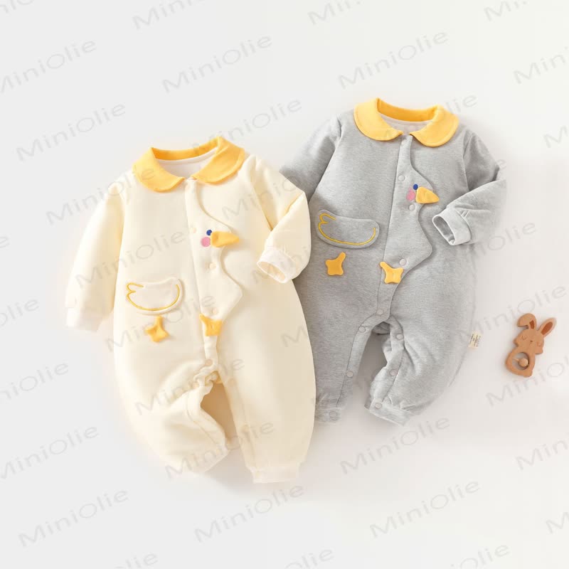 Baby Cartoon Duck Quilted Romper - image 1