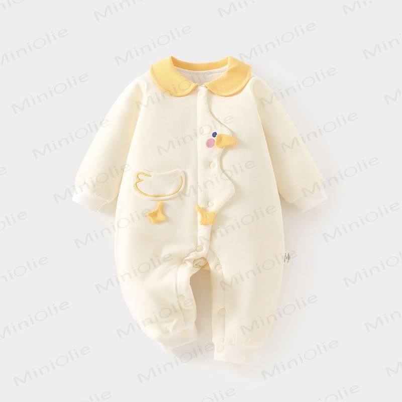 Baby Cartoon Duck Quilted Romper - Beige - 18-24M - image 3