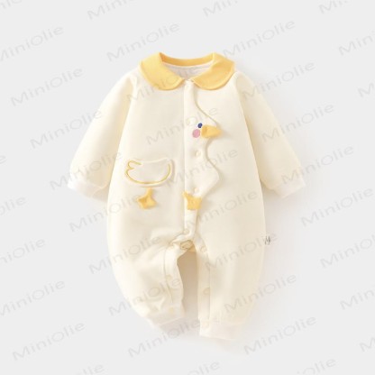 Baby Cartoon Duck Quilted Romper - Beige - 18-24M - image 3