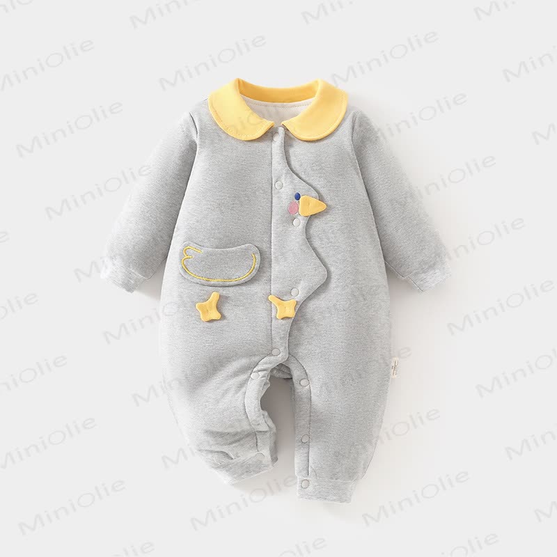 Baby Cartoon Duck Quilted Romper - Gray - 18-24M - image 2