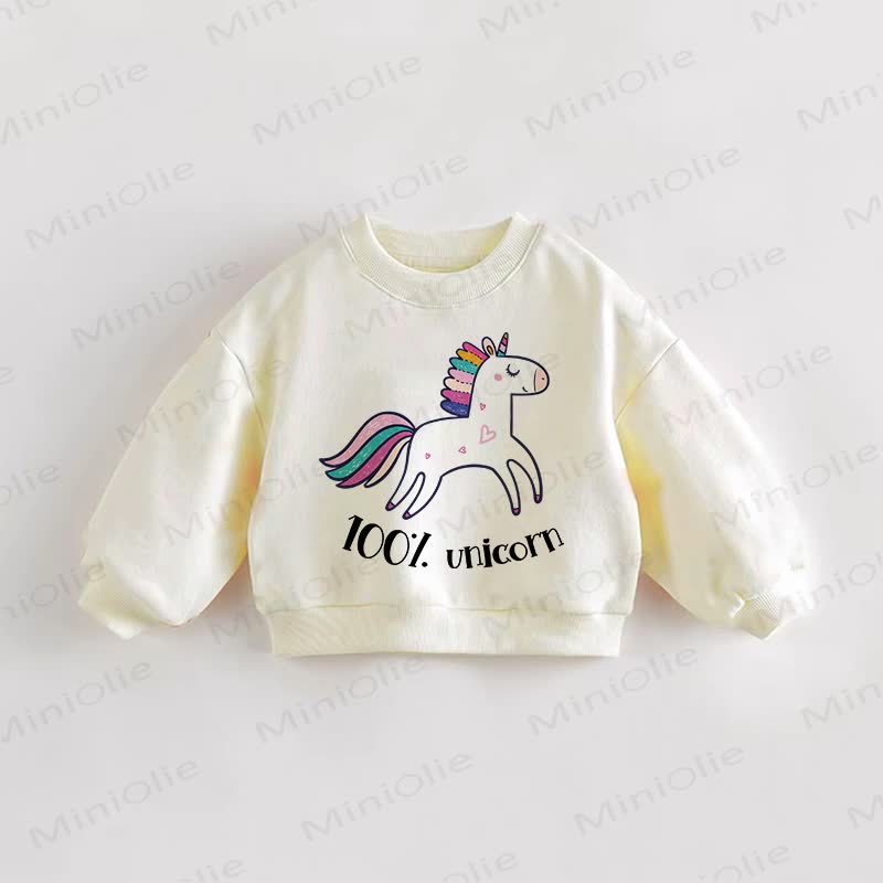 100% UNICORN Baby Toddler Love Multicolor Cream Sweatshirt - Cream - 3-5T - image 1