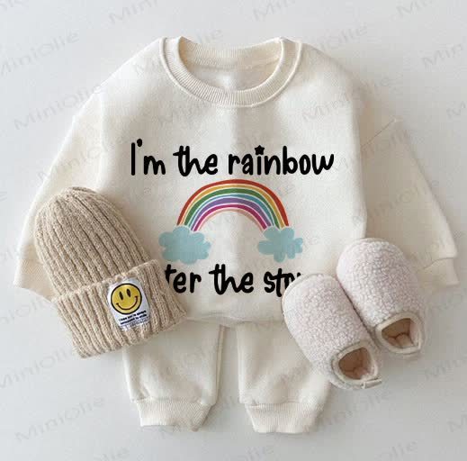 I'M THE RAINBOW AFTER THE STORM Baby White Sweatshirt 2-piece Set - White - 2-3T - image 1