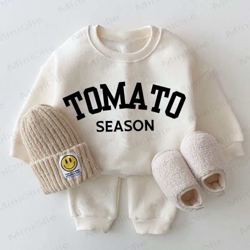 TOMATO SEASON Baby White Sweatshirt 2-piece Set - White - 2-3T - image 1