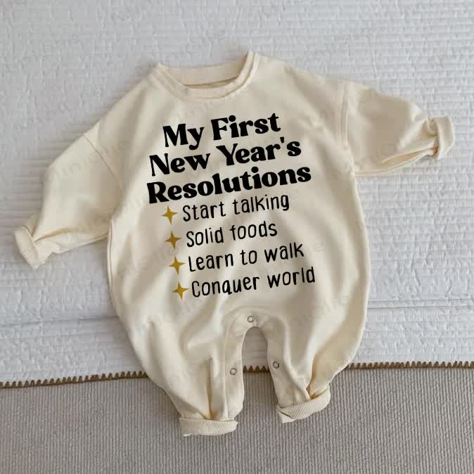 MY FIRST NEW YEAR'S RESOLUTIONS Baby Toddler Beige Romper - Beige - 2-3T - image 1