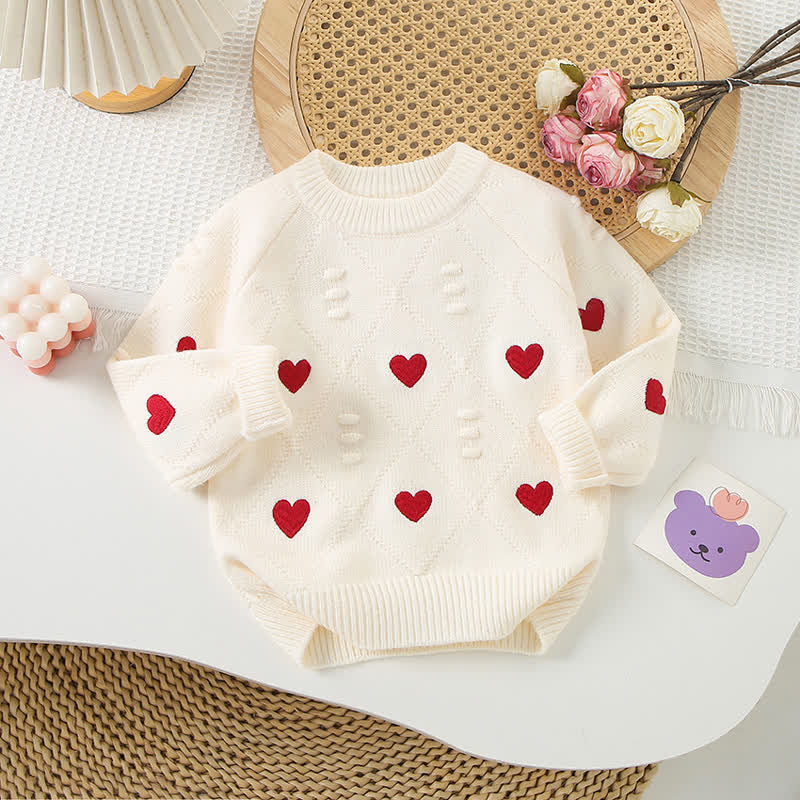 Toddler Girl Embroidered Love Knit Sweater Or Tutu Skirt - Beige Sweater - 8Y - image 3