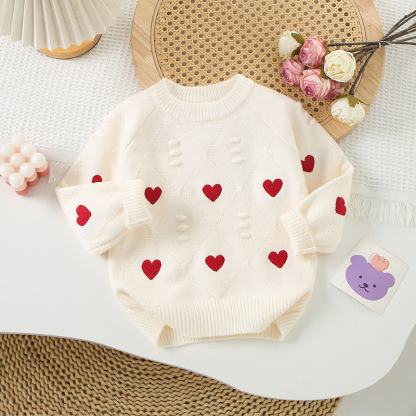 Toddler Girl Embroidered Love Knit Sweater Or Tutu Skirt - Beige Sweater - 8Y - image 3
