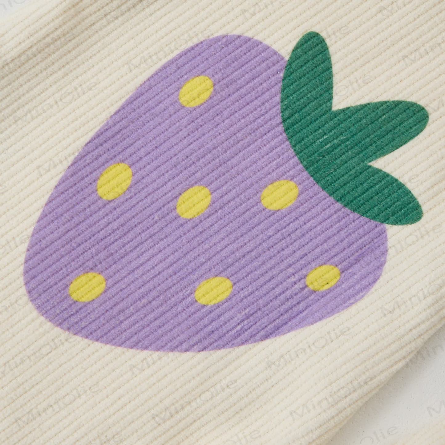 Baby Toddler Purple Strawberry Beige Corduroy Overalls  - image 6