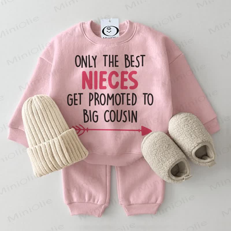 ONLY THE BEST NIECES GET PROMOTED TO BIG COUSIN Baby Sweatshirt 2-piece Pink Set - Pink - 2-3T - image 1