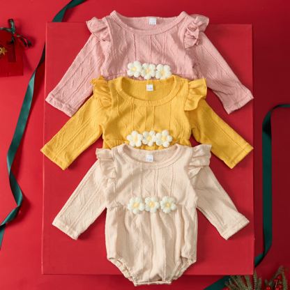 Baby Flower Bodysuit Headband Socks - image 1