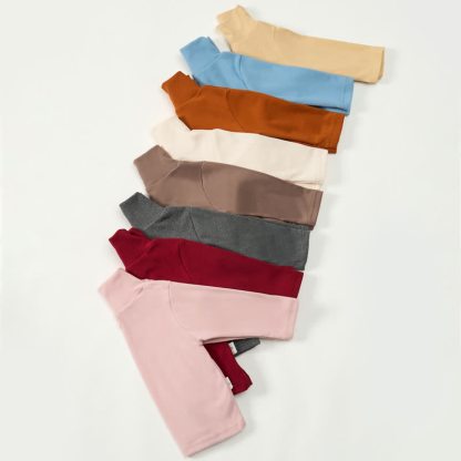  Baby Turtleneck Comfortable Solid Color T-shirt - image 3