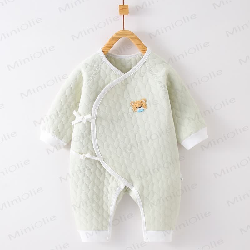 Baby Cartoon Bear Newborn Sleepwear Romper - Green - 3-6M - image 1