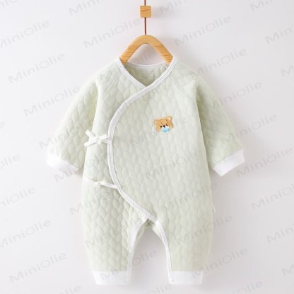 Baby Cartoon Bear Newborn Sleepwear Romper - Green - 3-6M - image 1