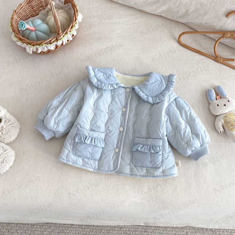 Baby Toddler Fleece Solid Color Quilted Cute Outerwear - Blue - 3-5T - image 2