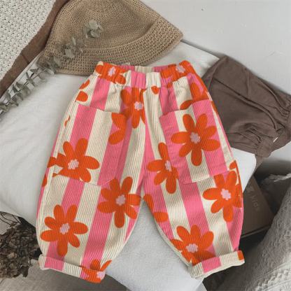 Baby Toddler Striped Flowers Pants - Pink - 3-5T - image 1
