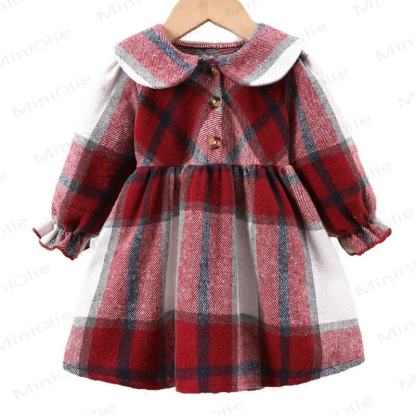 Baby Toddler Girl Plaid Baby Collar Dress - image 3