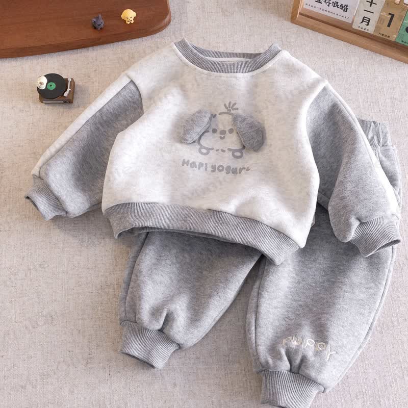 Hapi Yogurl Puppy Baby Toddler Boy Color Block Fleece Lined 2-piece Set - Grey - 8Y - image 5
