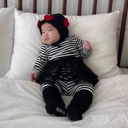 Baby Love/Stripe/Dot 2-piece Set - Black Stripe - 18-24M - image 2