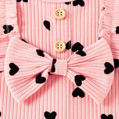 Baby Girl Love Flying Sleeves Bow Romper & Pants With A Bow - image 9