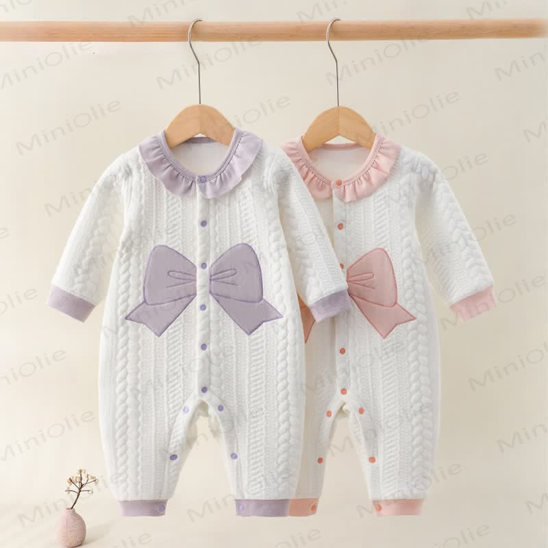 Baby Bow Quilted Warm Newborn Romper - image 1