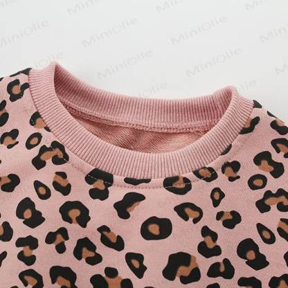 Toddler Girl Leopard Print Crew Neck Cute Sweatshirt - image 3