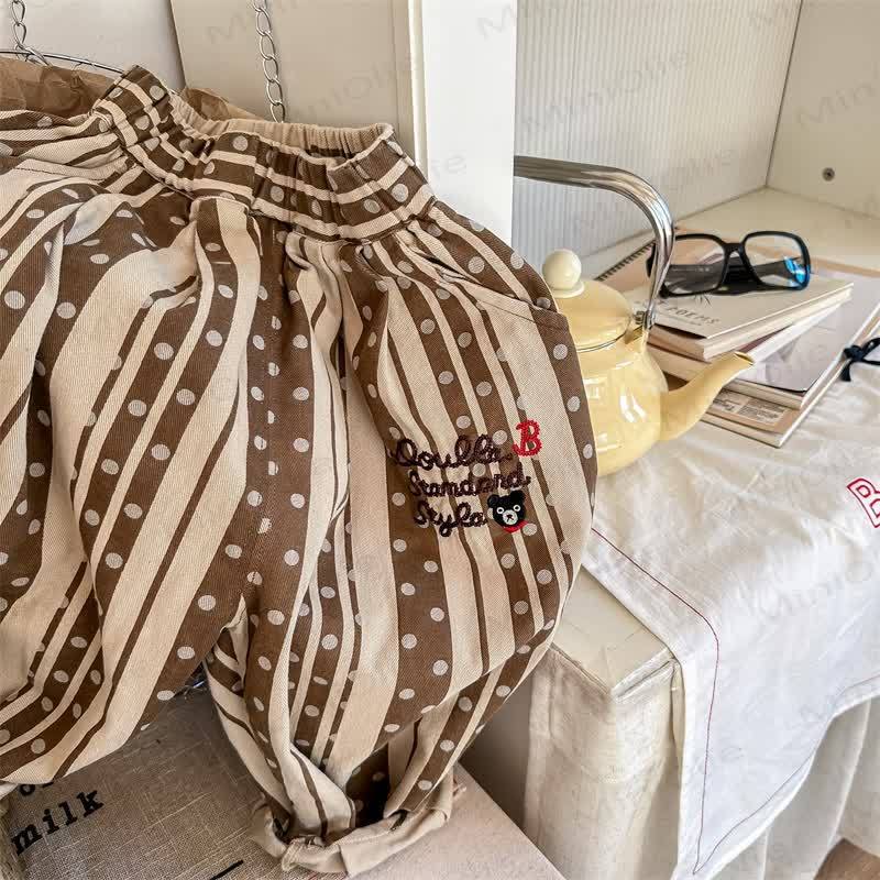 Baby Toddler Embroidered Bear Pants - Coffee - 8Y - image 5