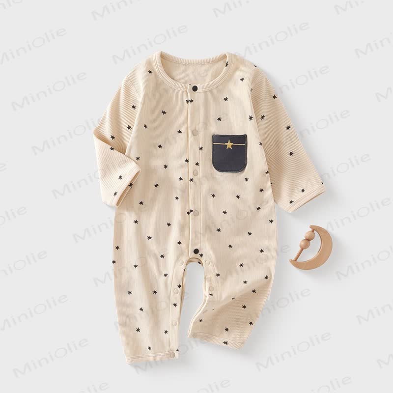 Baby Star And Moon Print Newborn Romper - Beige - 18-24M - image 2