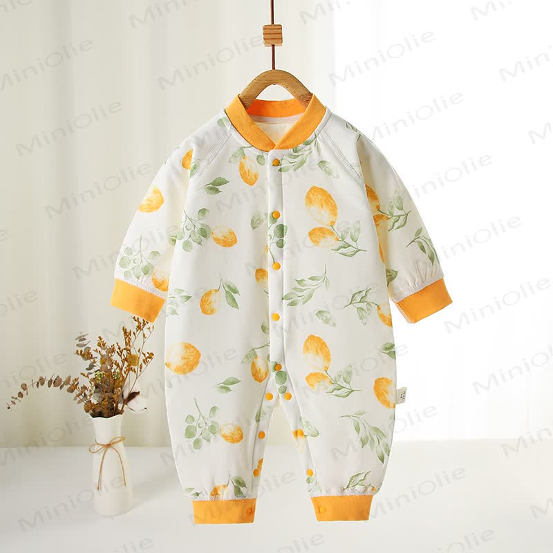 Baby Tulip Print Warm Pajamas Romper - Orange - 18-24M - image 1