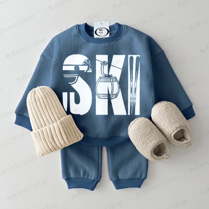 SKI Baby Blue Sweatsuit 2-piece Set - Blue - 2-3T - image 1