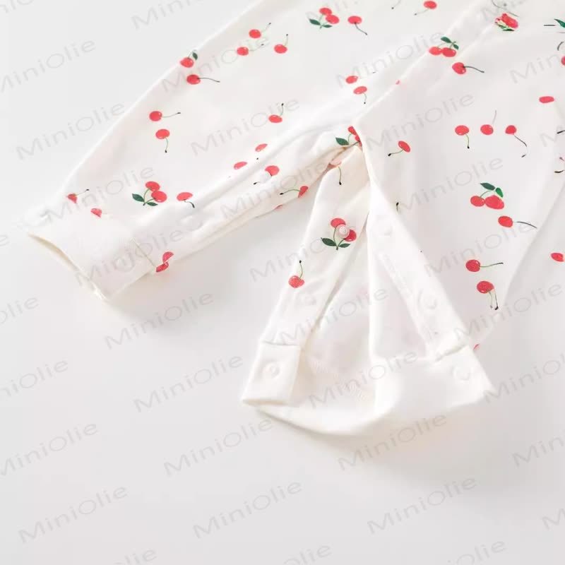 Baby Cherry Print Newborn Pajamas Romper - image 4