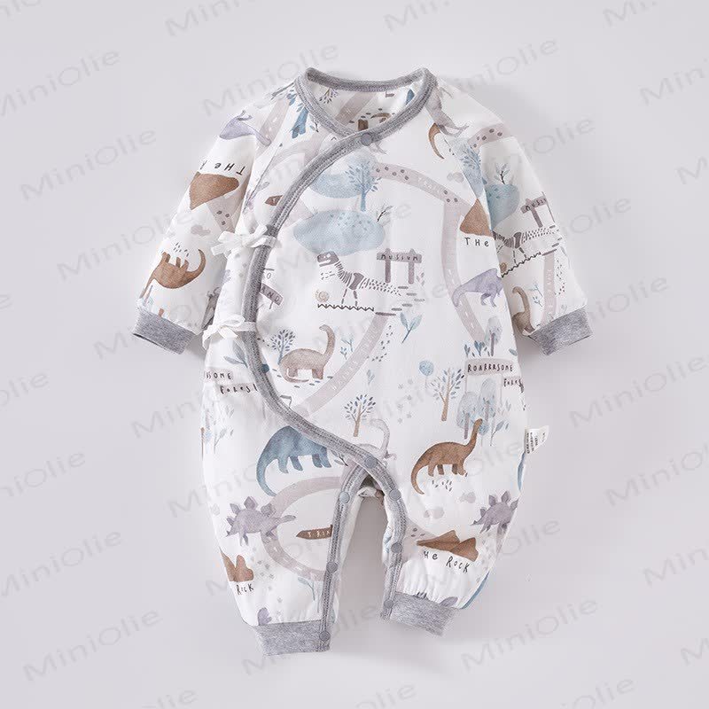 Baby Jurassic World Print Newborn Pajamas Romper - Grey - 3-6M - image 1
