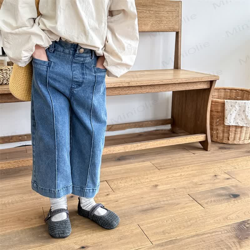 Baby Toddler Girl Solid Color Denim Pants - image 1