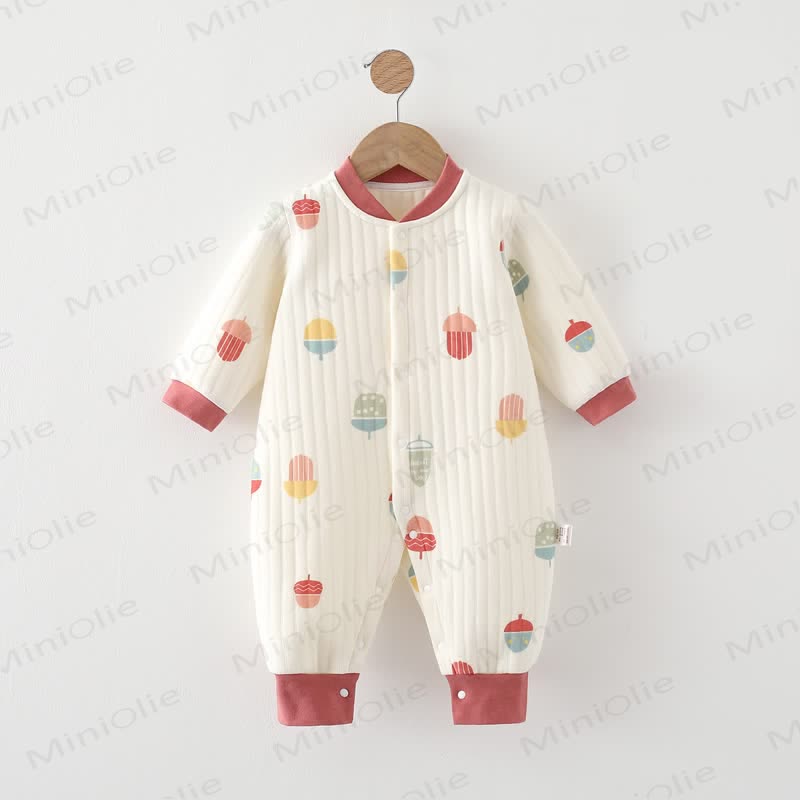 Baby Colorful Pinecone Print Newborn Pajamas Romper - Beige - 18-24M - image 1