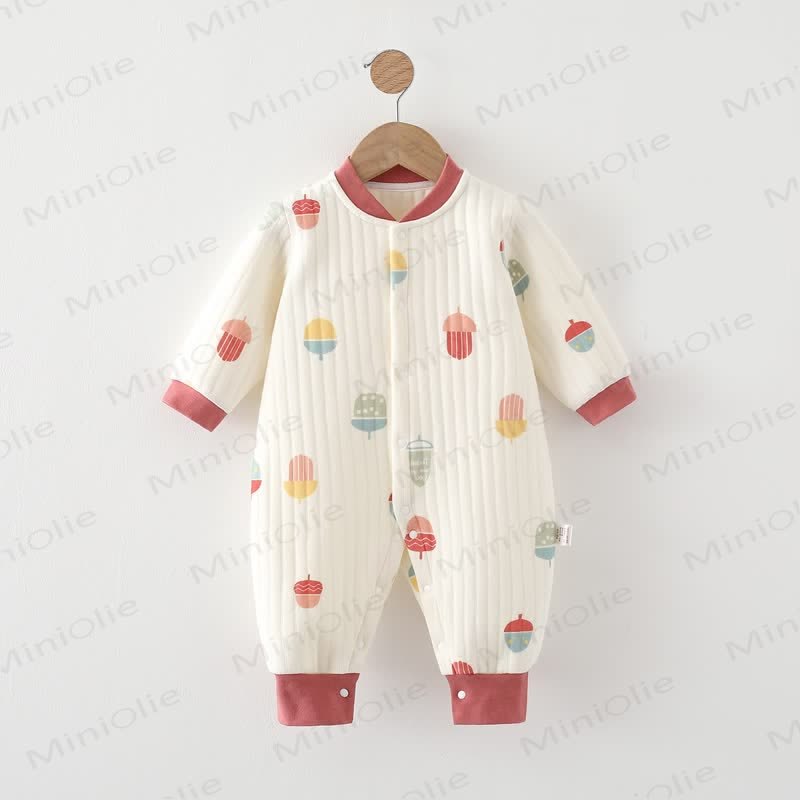 Baby Colorful Pinecone Print Newborn Pajamas Romper - Beige - 18-24M - image 1
