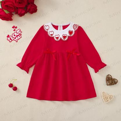 Baby Toddler Girl Bow Love Red Knit Dress  - Red - 3-4Y - image 1