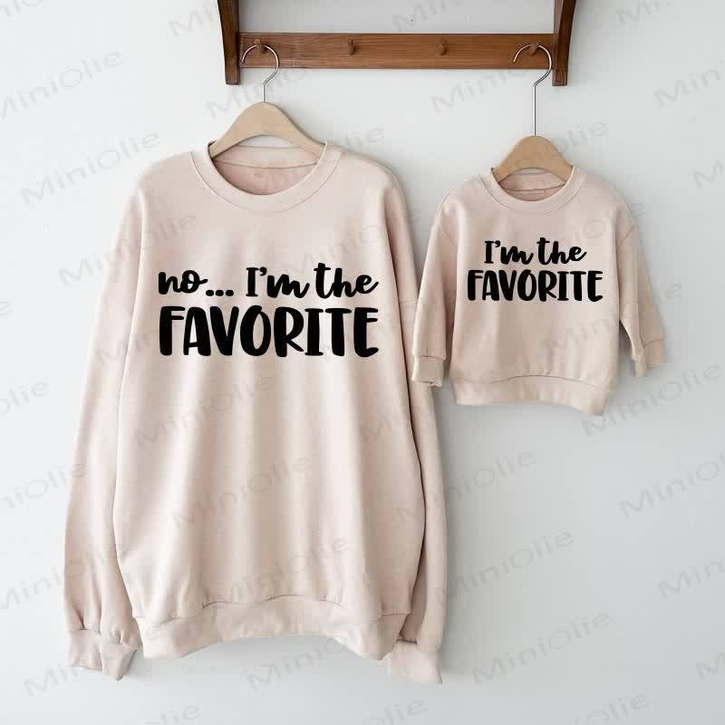 NO... I'M THE FAVORITE Beige Family Sweatshirt  - Beige - Baby Sweatshirt: 2-3T - image 1