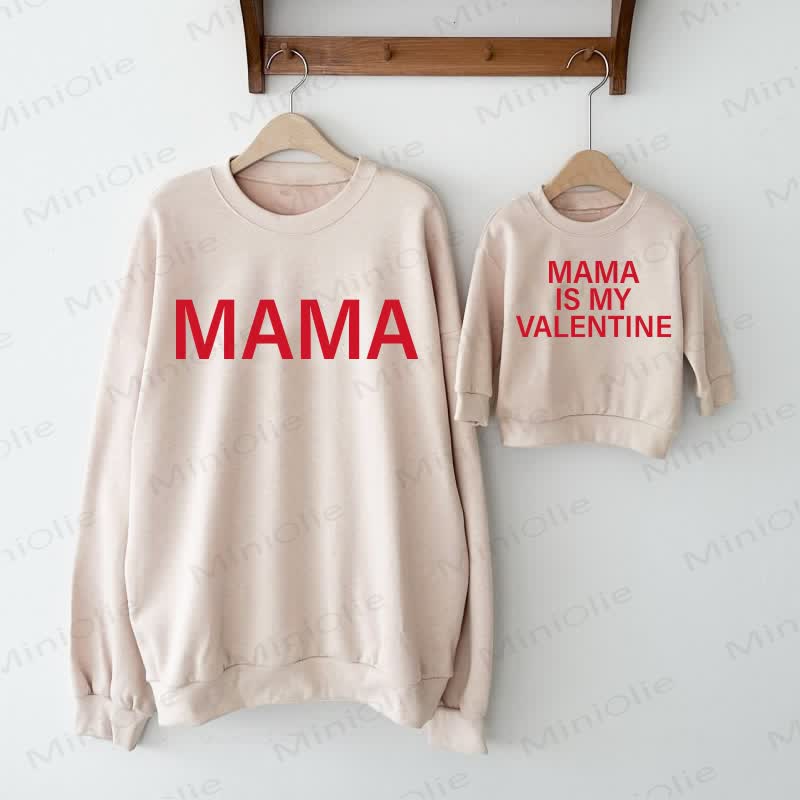 MAMA IS MY VALENTINE Beige Family Sweatshirt  - Beige - Baby Sweatshirt: 2-3T - image 1