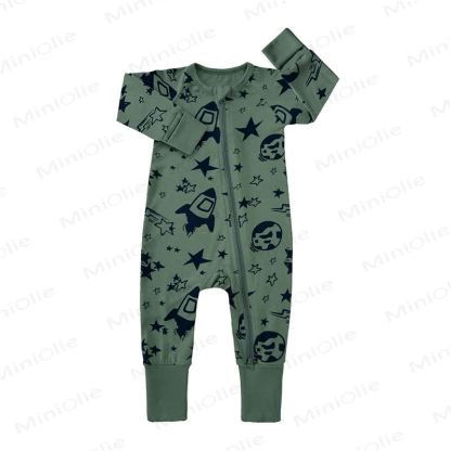 Baby Cartoon Print Pajamas Romper - Green - 18-24M - image 2