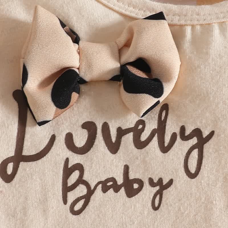 LOVELY BABY Baby Girl Leopard Print Bodysuit & Bow Overalls - image 5
