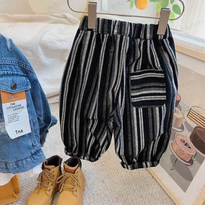 Baby Toddler Stripe Denim Color Block Pants - Black - 10Y - image 1